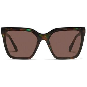 QUAY Level Up Sunglasses Dappled Green Tortoise Frame Brown Lens Oversized NWT
